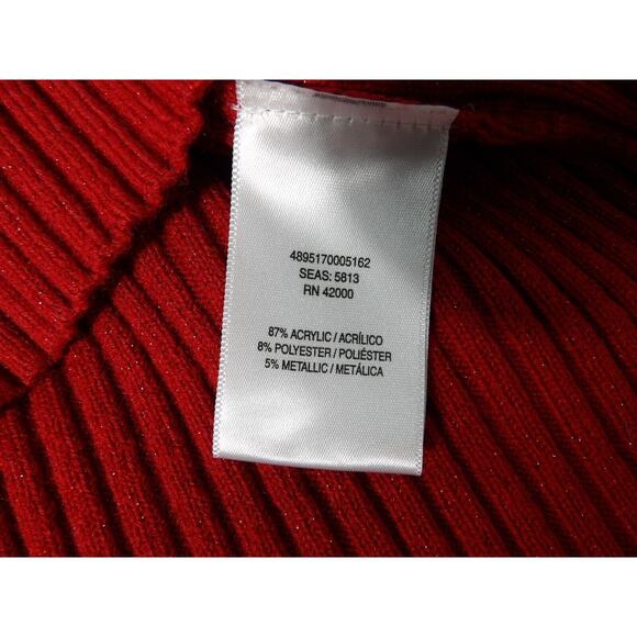 Vtg Jaclyn Smith XXL Sweater Cowl Neck Red Cable Knit Sparkly 90s Holiday Festiv - Picture 10 of 14